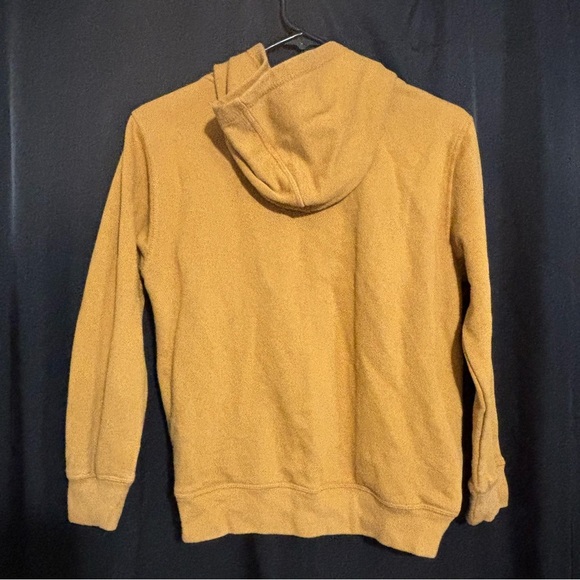 Timberland Logo Pullover Hoodie size M 10-12 Mustard Yellow Cotton Blend Youth - Picture 6 of 8